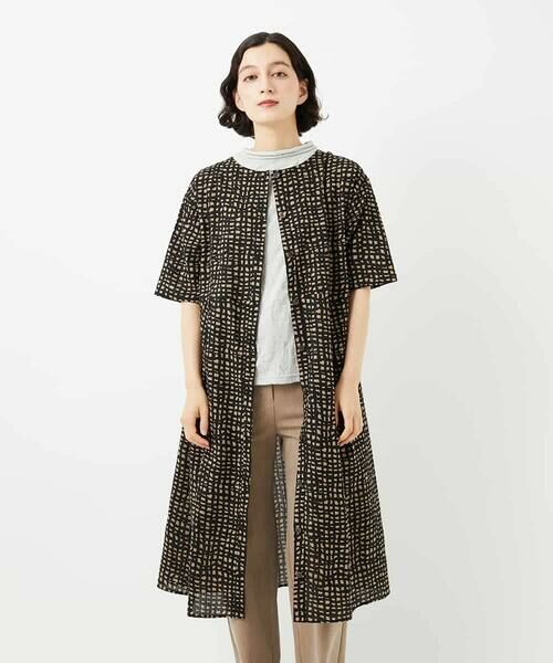Maison de CINQ / メゾン ドゥ サンク ロング・マキシ丈ワンピース | [日本製]ミラクルウェーブブロックプリントワンピース | 詳細2