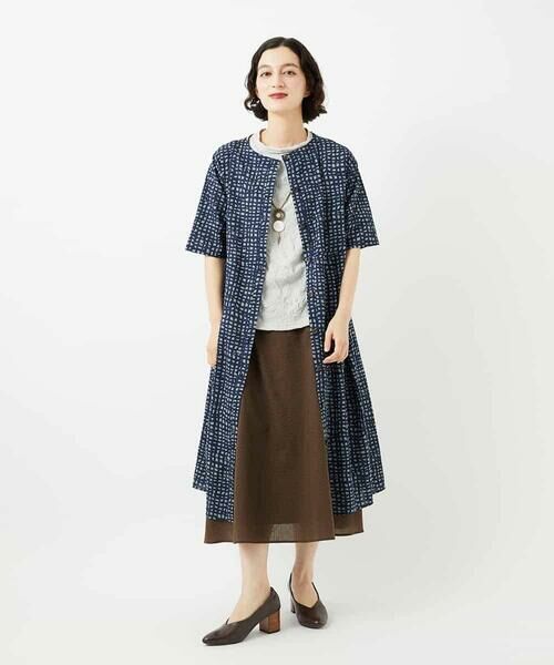 Maison de CINQ / メゾン ドゥ サンク ロング・マキシ丈ワンピース | [日本製]ミラクルウェーブブロックプリントワンピース | 詳細24