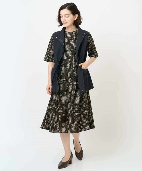 Maison de CINQ / メゾン ドゥ サンク ロング・マキシ丈ワンピース | [日本製]ミラクルウェーブブロックプリントワンピース | 詳細25