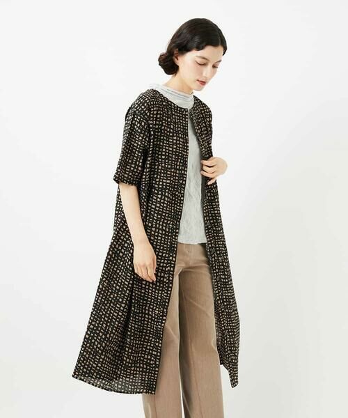 Maison de CINQ / メゾン ドゥ サンク ロング・マキシ丈ワンピース | [日本製]ミラクルウェーブブロックプリントワンピース | 詳細3