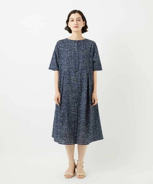 Maison de CINQ / メゾン ドゥ サンク ロング・マキシ丈ワンピース | [日本製]ミラクルウェーブブロックプリントワンピース | 詳細9