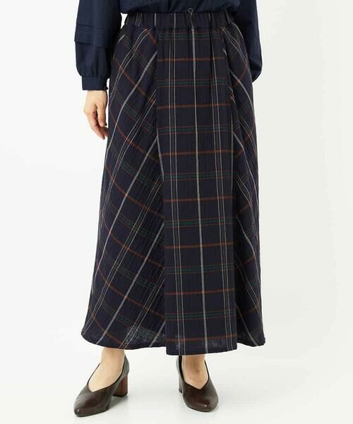 Maison de CINQ/メゾン ドゥ サンク [日本製]二重織チェックスカート ネイビー S