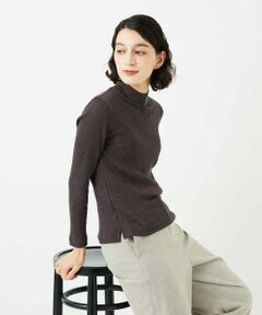 Maison de CINQ / メゾン ドゥ サンク カットソー | エアーコットンストライプ柄ハイネックカットソー