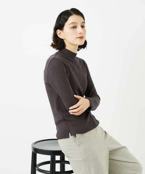 Maison de CINQ / メゾン ドゥ サンク カットソー | エアーコットンストライプ柄ハイネックカットソー | 詳細2