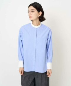 Maison de CINQ / メゾン ドゥ サンク シャツ・ブラウス | [日本製]タイプライターストライプバンドカラーシャツ