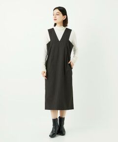 Maison de CINQ / メゾン ドゥ サンク ロング・マキシ丈スカート | ストライプVネックジャンパースカート