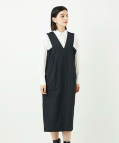 Maison de CINQ / メゾン ドゥ サンク ロング・マキシ丈スカート | ストライプVネックジャンパースカート