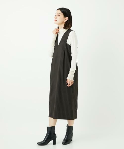 Maison de CINQ / メゾン ドゥ サンク ロング・マキシ丈スカート | ストライプVネックジャンパースカート | 詳細1