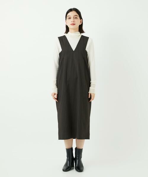 Maison de CINQ / メゾン ドゥ サンク ロング・マキシ丈スカート | ストライプVネックジャンパースカート | 詳細2