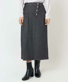 Maison de CINQ / メゾン ドゥ サンク ロング・マキシ丈スカート | [セットアップ対応]セミタイトブラックデニムスカート