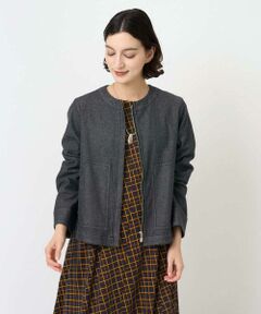 Maison de CINQ / メゾン ドゥ サンク セットアップ | [セットアップ対応]ノーカラーブラックデニムブルゾン