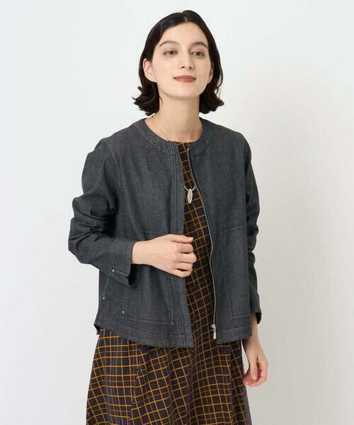 Maison de CINQ / メゾン ドゥ サンク セットアップ | [セットアップ対応]ノーカラーブラックデニムブルゾン | 詳細1