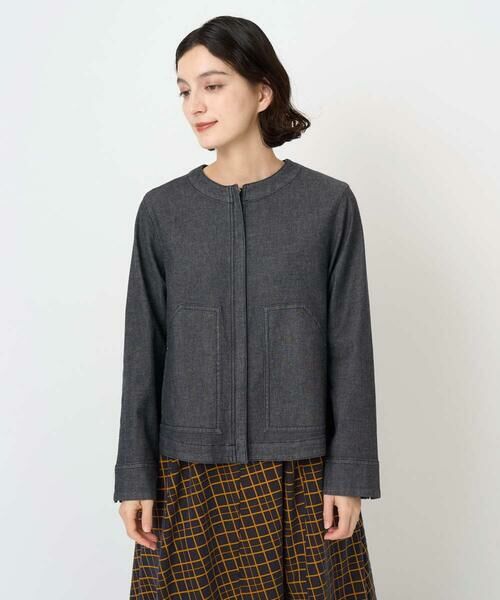 Maison de CINQ / メゾン ドゥ サンク セットアップ | [セットアップ対応]ノーカラーブラックデニムブルゾン | 詳細2