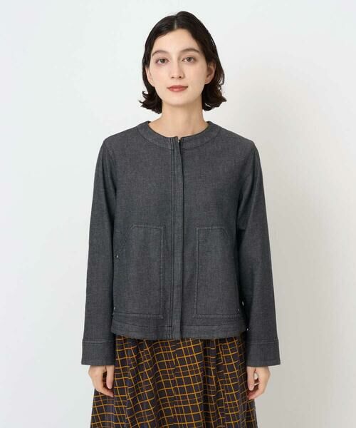 Maison de CINQ / メゾン ドゥ サンク セットアップ | [セットアップ対応]ノーカラーブラックデニムブルゾン | 詳細3