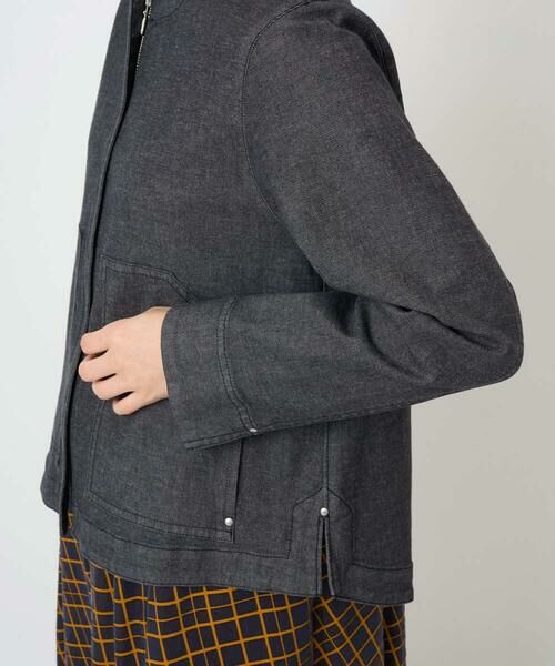 Maison de CINQ / メゾン ドゥ サンク セットアップ | [セットアップ対応]ノーカラーブラックデニムブルゾン | 詳細7