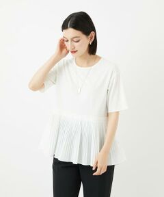 Maison de CINQ / メゾン ドゥ サンク カットソー | レーヨンプリーツ切替ペプラムカットソー