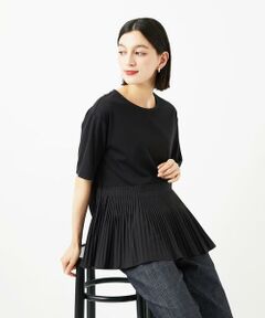 Maison de CINQ / メゾン ドゥ サンク カットソー | レーヨンプリーツ切替ペプラムカットソー