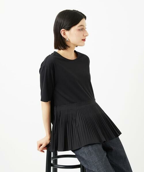 Maison de CINQ / メゾン ドゥ サンク カットソー | レーヨンプリーツ切替ペプラムカットソー | 詳細1