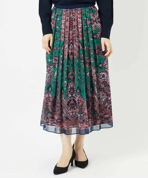 Maison de CINQ/メゾン ドゥ サンク [セットアップ対応]RATTIペイズリープリントスカート ピンク×ネイビー系 S