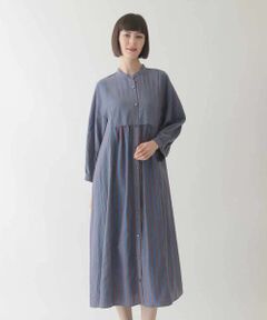 Maison de CINQ / メゾン ドゥ サンク ロング・マキシ丈ワンピース | 【小さいサイズ】ストライプパターン切り替えデザインワンピース