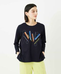 Maison de CINQ / メゾン ドゥ サンク カットソー | 【小さいサイズ】クラフト刺繍デザインカットソー