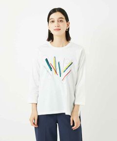 Maison de CINQ / メゾン ドゥ サンク カットソー | 【小さいサイズ】クラフト刺繍デザインカットソー