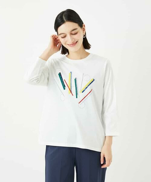 Maison de CINQ / メゾン ドゥ サンク カットソー | 【小さいサイズ】クラフト刺繍デザインカットソー | 詳細1