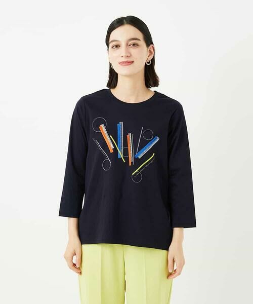 Maison de CINQ / メゾン ドゥ サンク カットソー | 【小さいサイズ】クラフト刺繍デザインカットソー | 詳細2