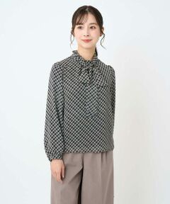 Maison de CINQ / メゾン ドゥ サンク シャツ・ブラウス | 【小さいサイズ】チェック柄ボウタイシフォンブラウス/洗濯機で洗える