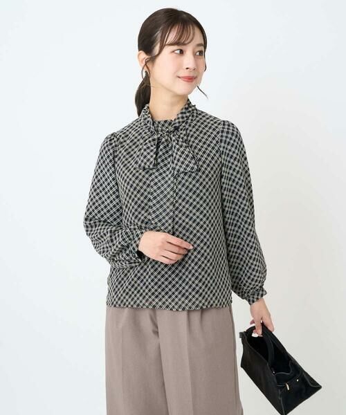 Maison de CINQ / メゾン ドゥ サンク シャツ・ブラウス | 【小さいサイズ】チェック柄ボウタイシフォンブラウス/洗濯機で洗える | 詳細26