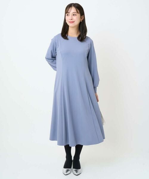 Maison de CINQ / メゾン ドゥ サンク ロング・マキシ丈ワンピース | 【小さいサイズ】ツイルジャージーワンピース/洗える（グレイッシュブルー）