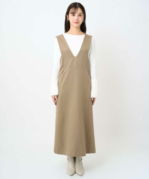 Maison de CINQ / メゾン ドゥ サンク ロング・マキシ丈スカート | 【小さいサイズ】ウールライクVネックジャンパースカート/洗える | 詳細5