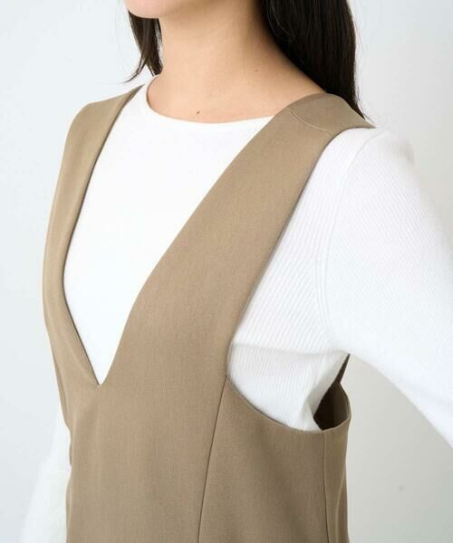 Maison de CINQ / メゾン ドゥ サンク ロング・マキシ丈スカート | 【小さいサイズ】ウールライクVネックジャンパースカート/洗える | 詳細9