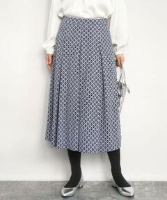 Maison de CINQ / メゾン ドゥ サンク ロング・マキシ丈スカート | 【小さいサイズ】スクエア幾何柄フレアースカート/洗濯機で洗える