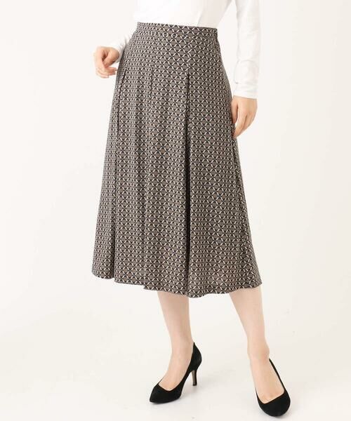 Maison de CINQ / メゾン ドゥ サンク ロング・マキシ丈スカート | 【小さいサイズ】スクエア幾何柄フレアースカート/洗濯機で洗える | 詳細17