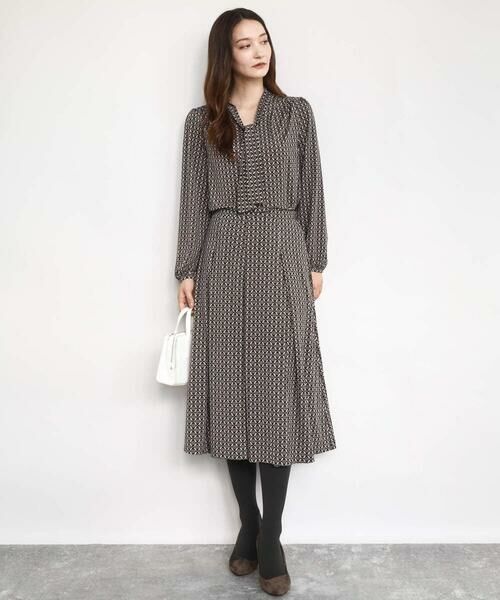 Maison de CINQ / メゾン ドゥ サンク ロング・マキシ丈スカート | 【小さいサイズ】スクエア幾何柄フレアースカート/洗濯機で洗える | 詳細2