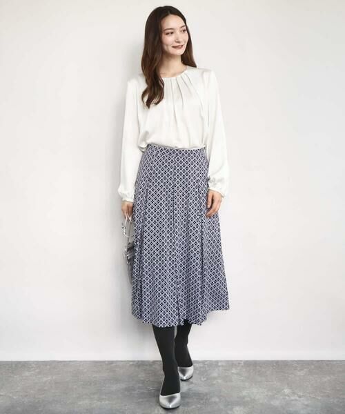Maison de CINQ / メゾン ドゥ サンク ロング・マキシ丈スカート | 【小さいサイズ】スクエア幾何柄フレアースカート/洗濯機で洗える | 詳細5