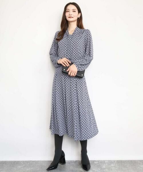 Maison de CINQ / メゾン ドゥ サンク ロング・マキシ丈スカート | 【小さいサイズ】スクエア幾何柄フレアースカート/洗濯機で洗える | 詳細7