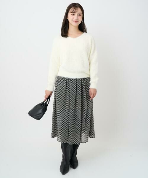 Maison de CINQ / メゾン ドゥ サンク ロング・マキシ丈スカート | 【小さいサイズ】チェック柄シフォンスカート/洗濯機で洗える | 詳細12