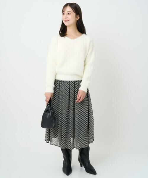 Maison de CINQ / メゾン ドゥ サンク ロング・マキシ丈スカート | 【小さいサイズ】チェック柄シフォンスカート/洗濯機で洗える | 詳細13