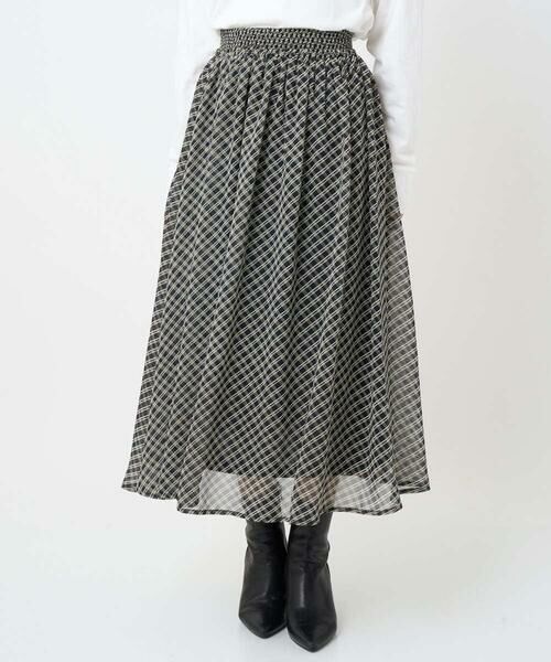 Maison de CINQ / メゾン ドゥ サンク ロング・マキシ丈スカート | 【小さいサイズ】チェック柄シフォンスカート/洗濯機で洗える | 詳細18