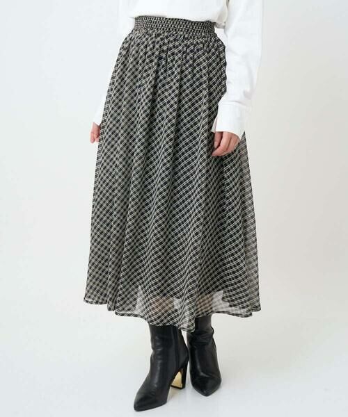 Maison de CINQ / メゾン ドゥ サンク ロング・マキシ丈スカート | 【小さいサイズ】チェック柄シフォンスカート/洗濯機で洗える | 詳細19