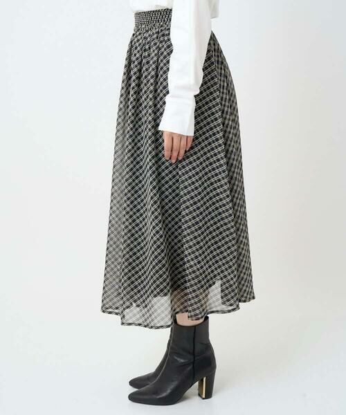 Maison de CINQ / メゾン ドゥ サンク ロング・マキシ丈スカート | 【小さいサイズ】チェック柄シフォンスカート/洗濯機で洗える | 詳細21