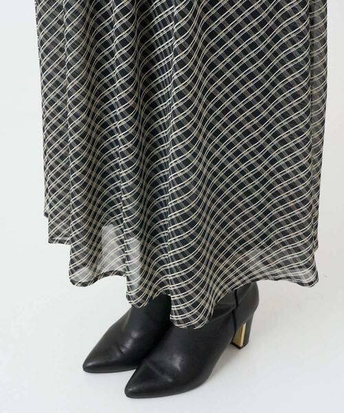 Maison de CINQ / メゾン ドゥ サンク ロング・マキシ丈スカート | 【小さいサイズ】チェック柄シフォンスカート/洗濯機で洗える | 詳細24