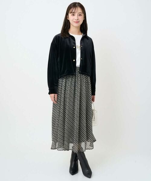 Maison de CINQ / メゾン ドゥ サンク ロング・マキシ丈スカート | 【小さいサイズ】チェック柄シフォンスカート/洗濯機で洗える | 詳細4