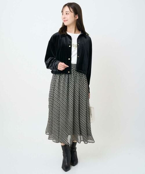 Maison de CINQ / メゾン ドゥ サンク ロング・マキシ丈スカート | 【小さいサイズ】チェック柄シフォンスカート/洗濯機で洗える | 詳細5