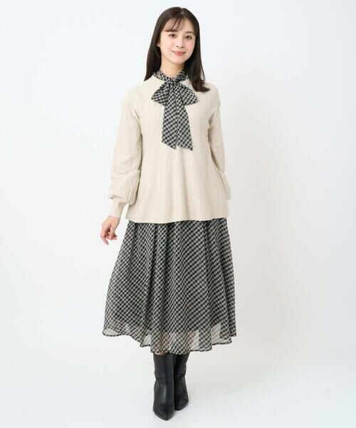 Maison de CINQ / メゾン ドゥ サンク ロング・マキシ丈スカート | 【小さいサイズ】チェック柄シフォンスカート/洗濯機で洗える | 詳細6