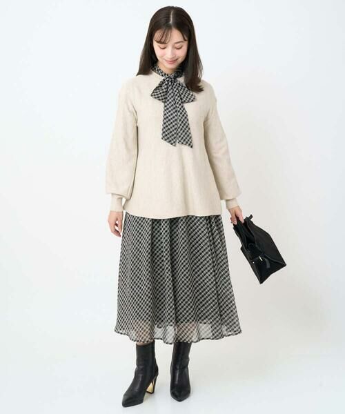 Maison de CINQ / メゾン ドゥ サンク ロング・マキシ丈スカート | 【小さいサイズ】チェック柄シフォンスカート/洗濯機で洗える | 詳細8