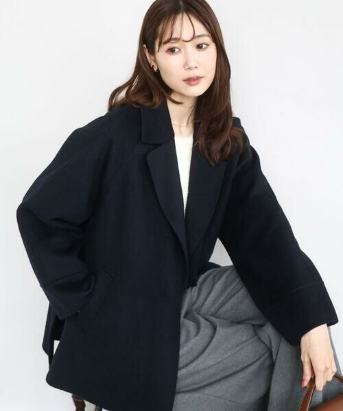 Maison de CINQ / メゾン ドゥ サンク その他アウター | 【小さいサイズ】スムースリバー ミドル丈コート（ネイビー）