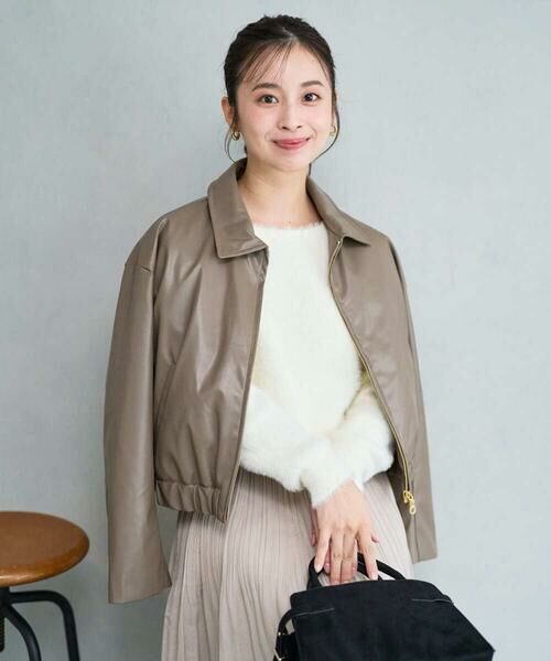 Maison de CINQ / メゾン ドゥ サンク その他アウター | 【小さいサイズ】ステンカラーフェイクレザーブルゾン/洗える | 詳細1